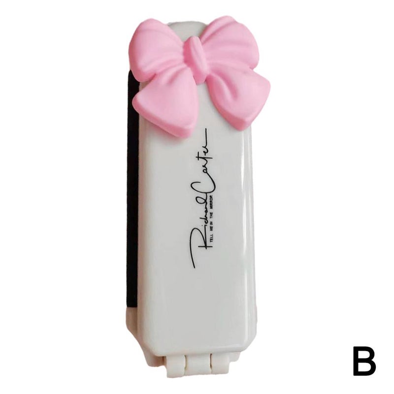 Small, milky-white lamb-patterned portable mini folding comb with airbag, specially designed for women's bangs, foldable with mirror.